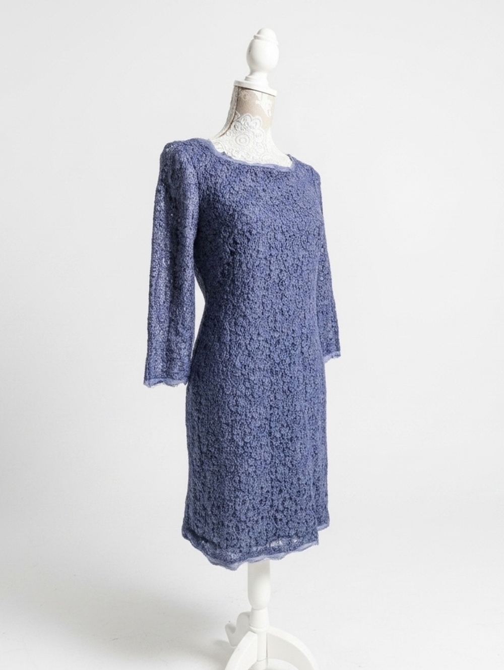 Adrianna Papell Lavendar Eyelash Lace 3/4 Sleeve Cocktail Dress Size 10
